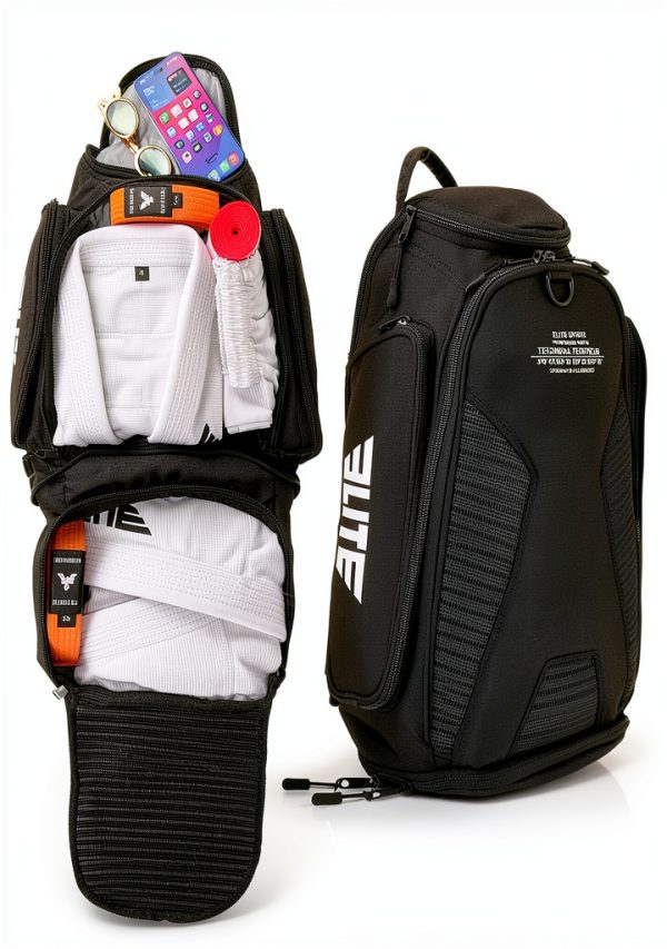 MMA Gym Duffel Bag Elite Sports PVC Coated Black-0